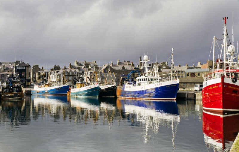 Fishing boats in a harbour at Fraserburgh