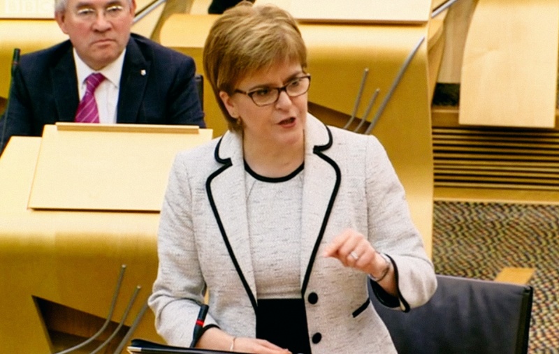 Nicola Sturgeon speaking in the Scottish Parliament