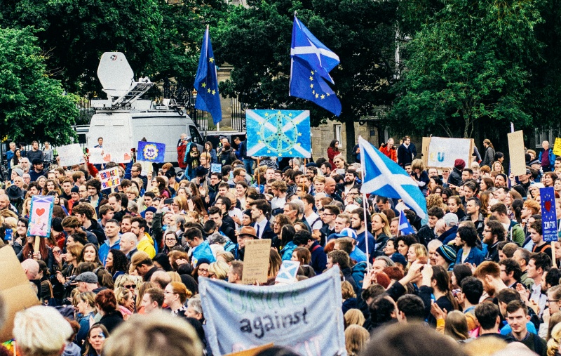 A rally outside of Holyrood in support of remaining in the EU