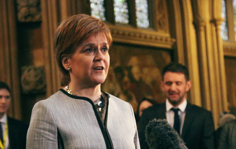 Nicola Sturgeon speaking to press in the Central Lobby