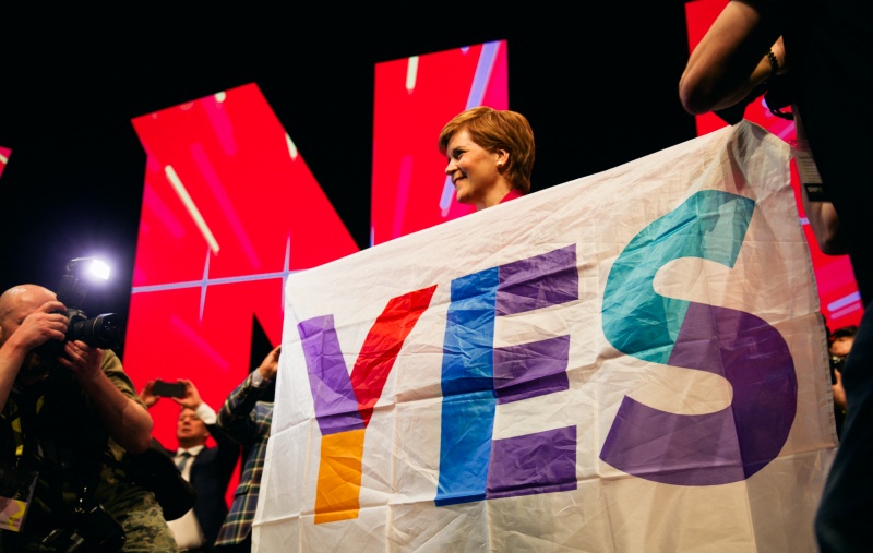 Nicola Sturgeon with a YES flag